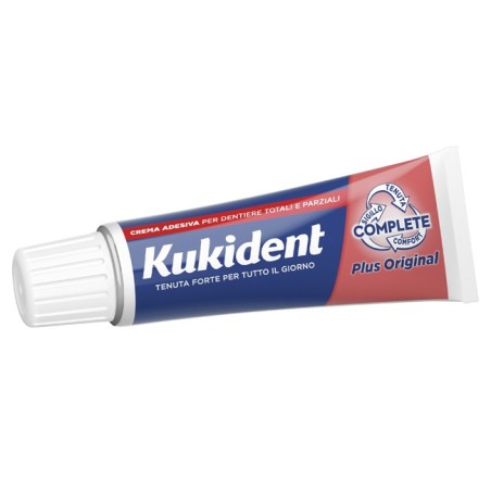 Kukident Complete Plus Original crema adesiva forte per dentiera 40 g Kukident Complete Plus Original crema adesiva forte per dentiera 40 g