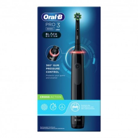 Oral B Pro 3 Black spazzolino elettrico nero + 2 testine cross action