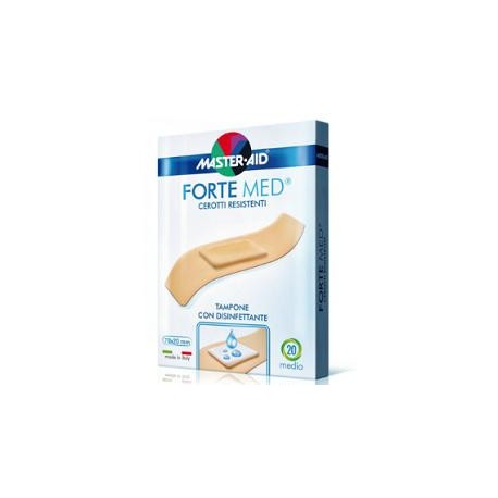 Master-Aid Forte Med cerotti resistenti con tampone disinfettante 20 pezzi medio 78x20 mm 