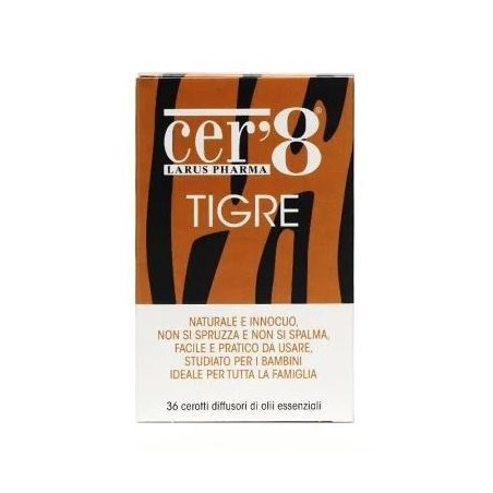 Larus Pharma Cer'8 Tigre cuscinetto adesivo naturale repellente 36 cerotti antizanzare Larus Pharma Cer'8 Tigre cuscinetto adesivo naturale repellente 36 cerotti antizanzare