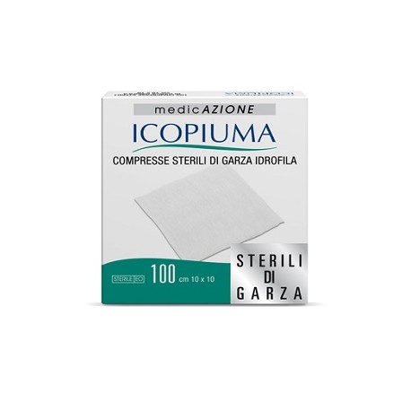 Icopiuma Compresse sterili di garza idrofila 10 x 10 cm 100 compresse