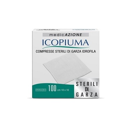 Icopiuma Compresse sterili di garza idrofila 10 x 10 cm 100 compresse Icopiuma Compresse sterili di garza idrofila 10 x 10 cm 100 compresse