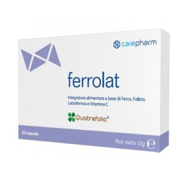 Carepharm Ferrolat integratore di ferro per sistema immunitario 20 capsule