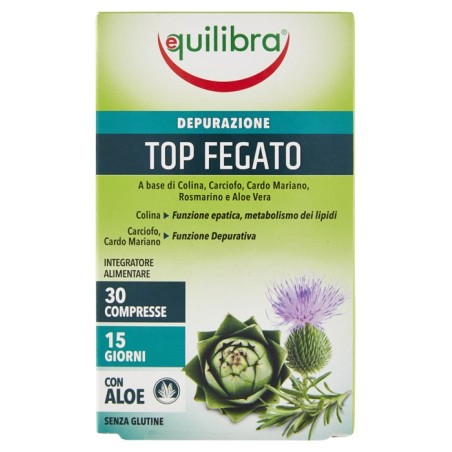 Equilibra Top Fegato con Aloe integratore per funzionalità epatica 30 compresse Equilibra Top Fegato con Aloe integratore per funzionalità epatica 30 compresse