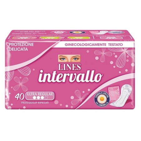 Lines Intervallo Ultra Regular proteggislip lenitivo 40 pezzi ripiegati Lines Intervallo Ultra Regular proteggislip lenitivo 40 pezzi ripiegati
