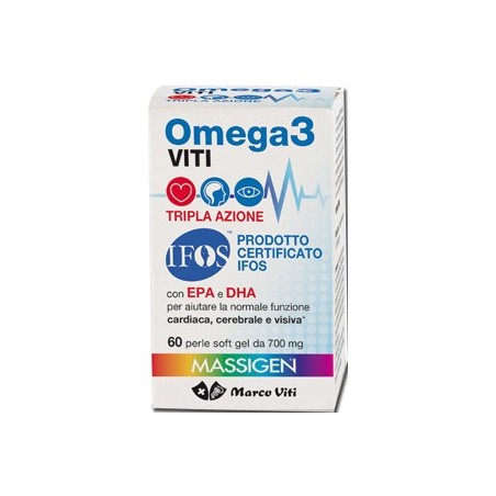 Massigen Omega 3 Viti Tripla Azione integratore per funzioni cardiache visive cerebrali 60 perle Massigen Omega 3 Viti Tripla Azione integratore per funzioni cardiache visive cerebrali 60 perle