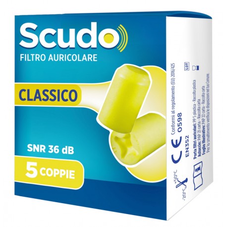 Scudo Filtro Auricolare Classico Snr 36 dB 7-12mm 5 paia di tappi per le orecchie