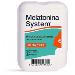 Melatonina System 1 mg integratore per jet lag e tempo per l'addormentamento 300 compresse