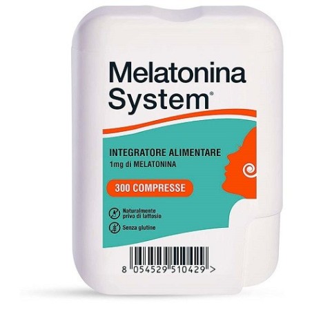 Melatonina System 1 mg integratore per jet lag e tempo per l'addormentamento 300 compresse Melatonina System 1 mg integratore per jet lag e tempo per l'addormentamento 300 compresse