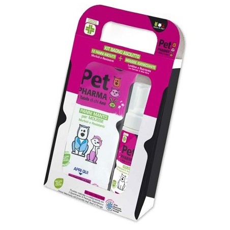 Pet In Pharma Kit Bagno Asciutto 12 Panni + 1 Mousse Igienizzante per igiene del cane Pet In Pharma Kit Bagno Asciutto 12 Panni + 1 Mousse Igienizzante per igiene del cane