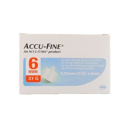 Accu-Check Accu-Fine Aghi sterili per penna per insulina 31 x 6 mm 100 pezzi Accu-Check Accu-Fine Aghi sterili per penna per insulina 31 x 6 mm 100 pezzi