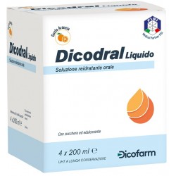 Dicofarm Dicodral Liquido Soluzione Reidratante Orale contro la diarrea 4 x 200 ml