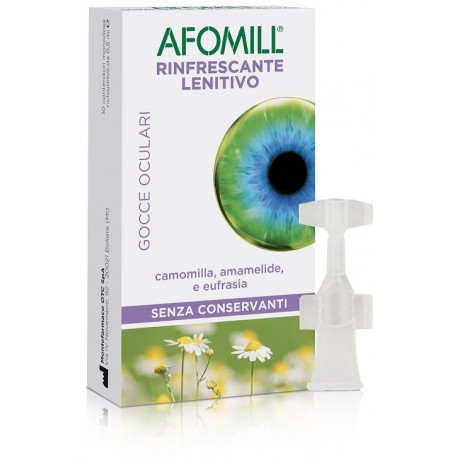 Afomill Rinfrescante Lenitivo gocce oculari senza conservanti per occhi stanchi e stressati 10 fiale da 0,5 ml