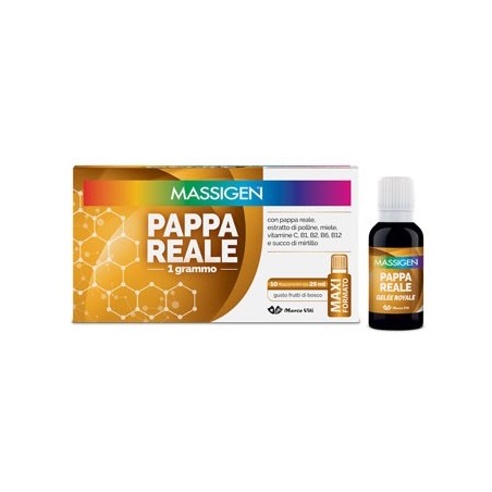 Massigen Pappa Reale integratore ricostituente bambini anziani 10 flaconi da 25 ml Massigen Pappa Reale integratore ricostituente bambini anziani 10 flaconi da 25 ml