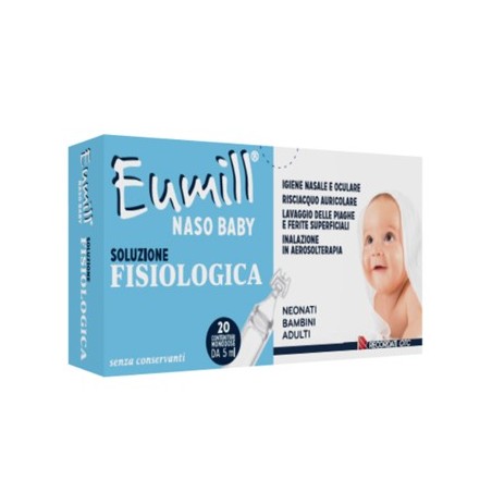 Eumill Naso Baby Soluzione fisiologica per igiene nasale e oculari dei bambini 20 contenitori monodose da 5 ml Eumill Naso Baby Soluzione fisiologica per igiene nasale e oculari dei bambini 20 contenitori monodose da 5 ml