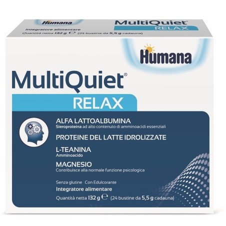 Humana MultiQuiet Relax Integratore per Rilassamento mentale 24 bustine Humana MultiQuiet Relax Integratore per Rilassamento mentale 24 bustine