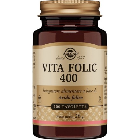 Solgar Vita Folic 400 100 Tavolette - Integratore di acido folico Solgar Vita Folic 400 100 Tavolette - Integratore di acido folico