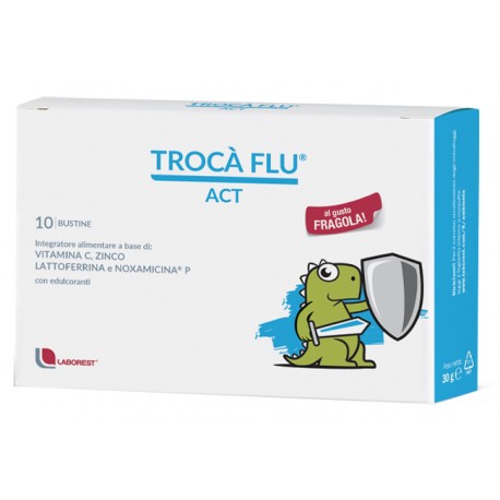 Uriach Trocà Flu Act integratore per sistema immunitario gusto fragola 10 bustine