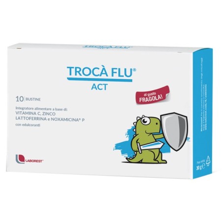 Uriach Trocà Flu Act integratore per sistema immunitario gusto fragola 10 bustine Uriach Trocà Flu Act integratore per sistema immunitario gusto fragola 10 bustine