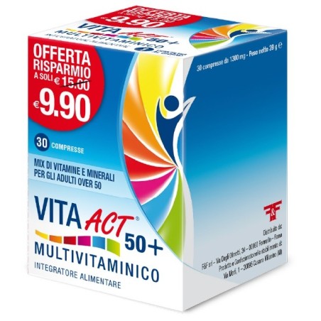 Vita Act 50+ integratore multivitaminico per persone over 50 anni 30 compresse Vita Act 50+ integratore multivitaminico per persone over 50 anni 30 compresse