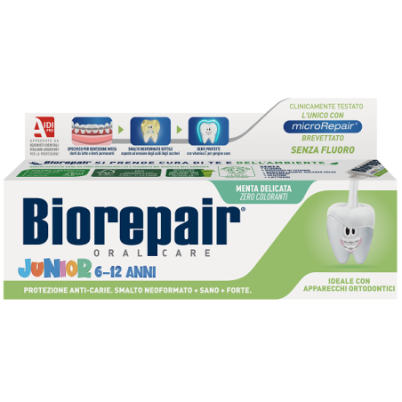 Biorepair Junior dentifricio per bambini da 6 a 12 anni gusto menta delicata 75 ml Biorepair Junior dentifricio per bambini da 6 a 12 anni gusto menta delicata 75 ml
