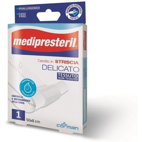 Medipresteril Cerotto In striscia delicato in TNT flessibile 50 x 8 cm Medipresteril Cerotto In striscia delicato in TNT flessibile 50 x 8 cm