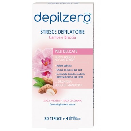 Depilzero Strisce Depilatorie per gambe braccia azione delicata anche su peli corti 20 pezzi