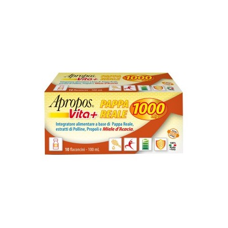 Apropos Vita+ Pappa Reale 1.000 mg integratore ricostituente 10 flaconcini Apropos Vita+ Pappa Reale 1.000 mg integratore ricostituente 10 flaconcini