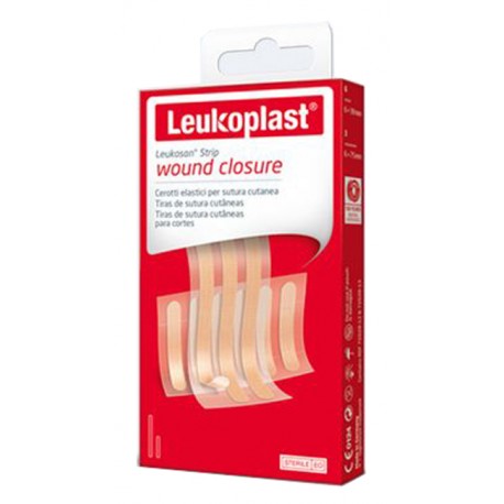 Leukoplast Leukosan Strip Cerotti autoadesivi per sutura di ferite minori 6 x 38 mm + 3 cerotti 7 x 75 mm