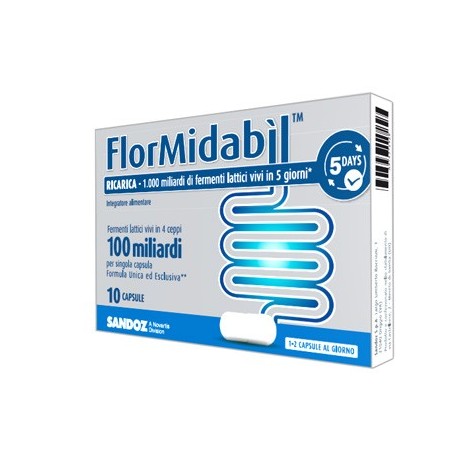Sandoz Flormidabil Ricarica integratore a base di fermenti lattici vivi 10 capsule Sandoz Flormidabil Ricarica integratore a base di fermenti lattici vivi 10 capsule