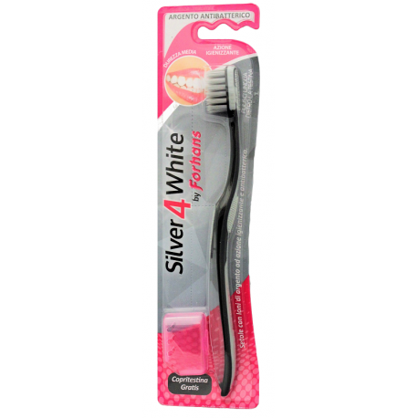 Forhans Spazzolino Silver 4 White setole con ioni di argento ad azione antibatterica 1 pezzo