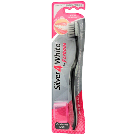Forhans Spazzolino Silver 4 White setole con ioni di argento ad azione antibatterica 1 pezzo Forhans Spazzolino Silver 4 White setole con ioni di argento ad azione antibatterica 1 pezzo