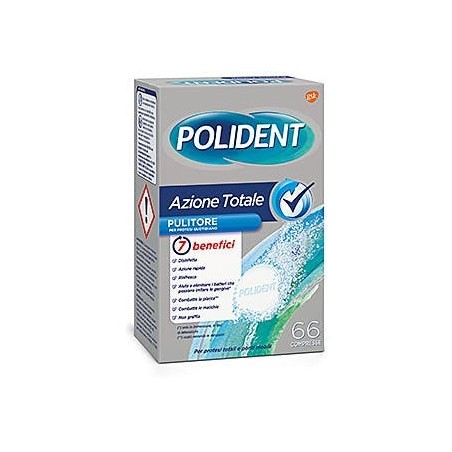 Polident Azione Totale pulitore quotidiano per protesi dentarie 66 compresse Polident Azione Totale pulitore quotidiano per protesi dentarie 66 compresse