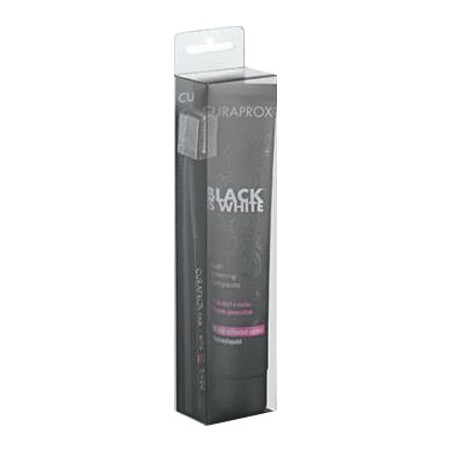 Curaprox Black is White set dentifricio sbiancante 90 ml + spazzolino Curaprox Black is White set dentifricio sbiancante 90 ml + spazzolino