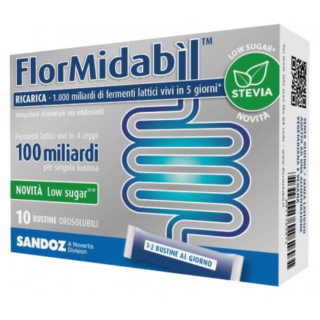 Sandoz Flormidabil Ricarica integratore a base di fermenti lattici 10 bustine con stevia