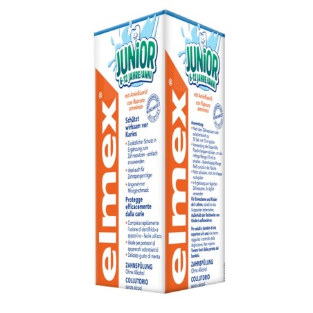 Elmex Collutorio Junior protettivo contro la carie per bambini gusto menta delicata 400 ml Elmex Collutorio Junior protettivo contro la carie per bambini gusto menta delicata 400 ml