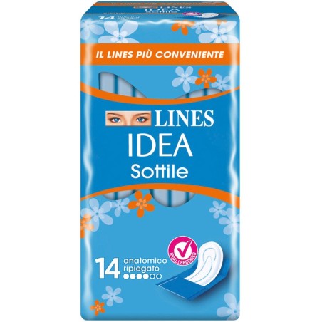 Lines Idea Sottile Giorno Anatomico assorbente morbido cattura odori 14 pezzi Lines Idea Sottile Giorno Anatomico assorbente morbido cattura odori 14 pezzi