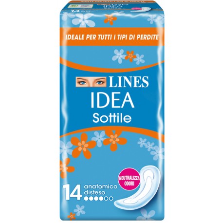 Lines Idea Sottile assorbente anatomico disteso morbido neutralizza odori 14 pezzi