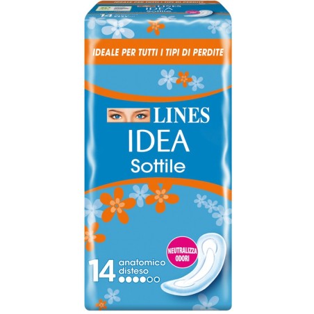 Lines Idea Sottile assorbente anatomico disteso morbido neutralizza odori 14 pezzi Lines Idea Sottile assorbente anatomico disteso morbido neutralizza odori 14 pezzi