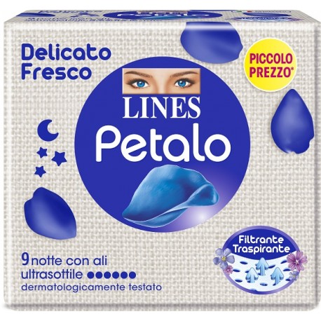 Lines Petalo Blu Notte con ali ultrasottile liscio e traspirante 9 pezzi