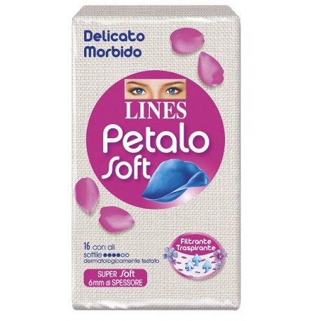 Lines Petalo Soft con ali assorbenti sottili più soffici e morbidi 16 assorbenti