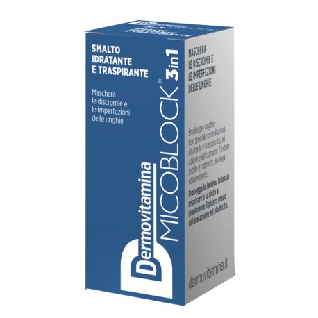 Dermovitamina Micoblock 3 In 1 Smalto Idratante e traspirante blu per imperfezioni delle unghie 5 ml