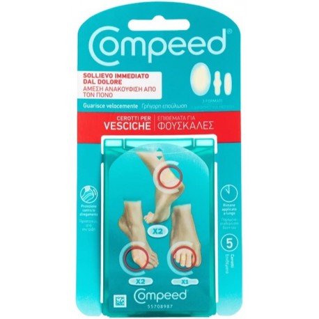 Compeed Vesciche Misto - Cerotto idrocolloidale per vesciche formati misti assortiti 5 pezzi