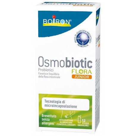 Boiron Osmobiotic Flora Junior integratore con probiotici per bambini dai 3 anni 12 stick orosolubili