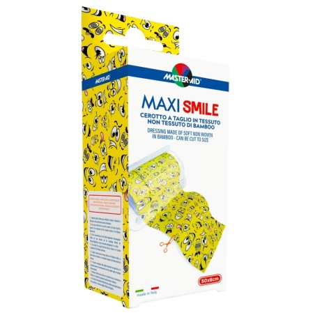 Master Aid Cerotto a taglio Maxi Smile in TNT di bamboo 50 x 8 cm Master Aid Cerotto a taglio Maxi Smile in TNT di bamboo 50 x 8 cm