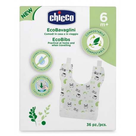 Chicco Eco Bavaglini Monouso biodegradabili e compostabili 35 pezzi