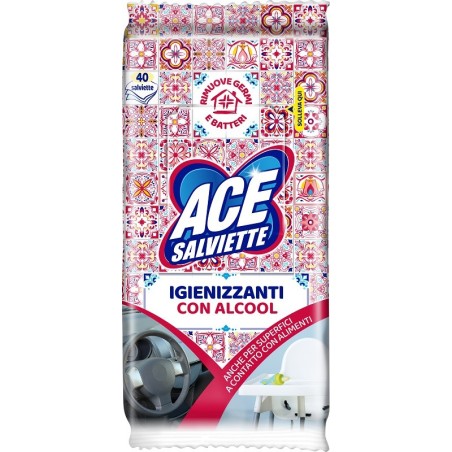 Ace Salviette Igienizzanti con alcol anche per superfici a contatto con alimenti 40 pezzi Ace Salviette Igienizzanti con alcol anche per superfici a contatto con alimenti 40 pezzi