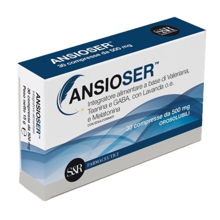 Ansioser integratore con melatonina e valeriana per il sonno 30 compresse Orosolubili Ansioser integratore con melatonina e valeriana per il sonno 30 compresse Orosolubili