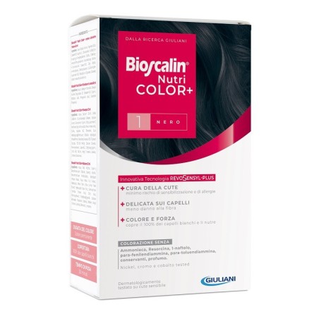 Bioscalin Nutricolor Plus 1 Nero Tinta permanente in crema per capelli Bioscalin Nutricolor Plus 1 Nero Tinta permanente in crema per capelli