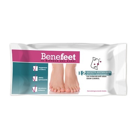 Benefeet Salviette Odor Control rinfrescanti igienizzanti per i piedi 12 pezzi